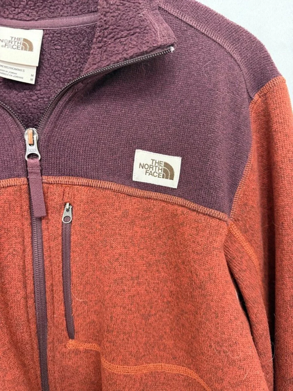 The North‎ Face Gordon Lyons Full Zip Sweater Fleece Jacket Mens M Orange Brown
